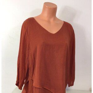 Click Orange Blouse Top Womens XL